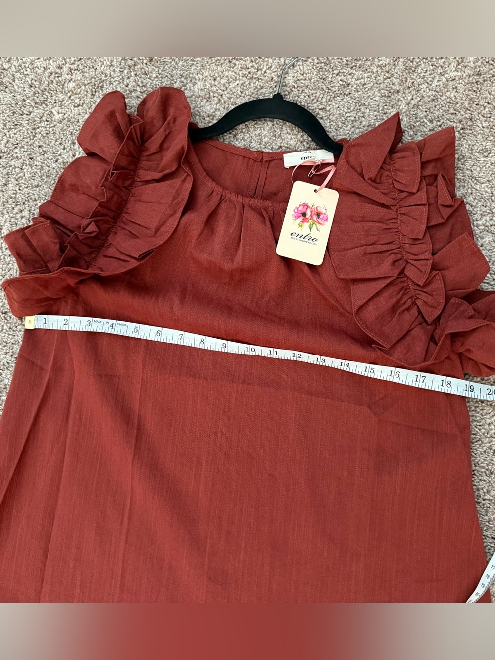 entro Rust Ruffle Sleeve Top - Picture 6 of 7